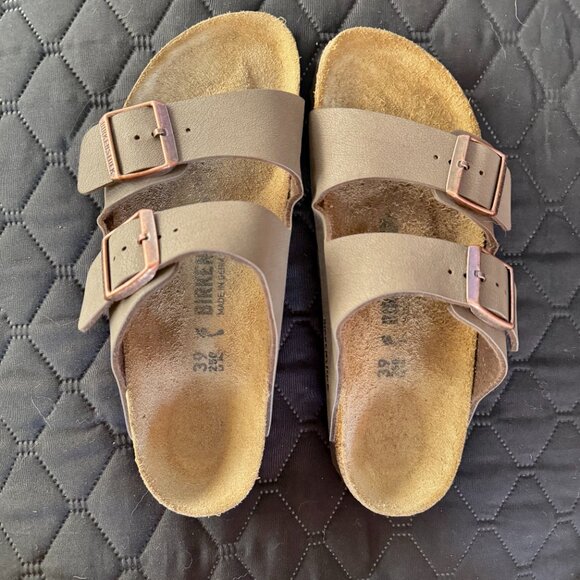 Birkenstock Arizona Brown Birko Flor Buckle Sandals Size 39 - Picture 1 of 8